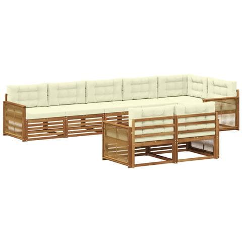 Set di divani da esterno con cuscino 8 pcs Naturale e Crema - Foto 1