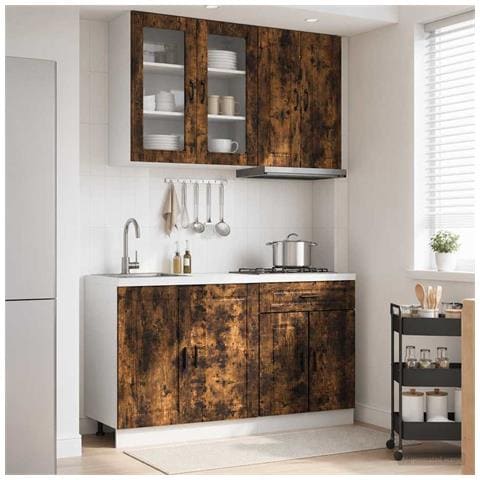 Unità Cucina PORTO 4 pcs Rovere Fumo Legno ingegnerizzato - Foto 2