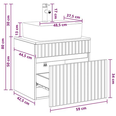 Set di mobili per il bagno Rovere Fumo Legno ingegnerizzato - Foto 2