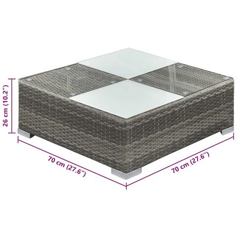 Set 6 Pz Divano Da Giardino In Polirattan Grigio - Foto 2
