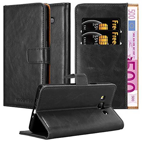 Custodia Compatibile Con Samsung Galaxy A7 2015 In Nero Grafite - Coperchio Protettiva Con Chiusura Magnetica, Funzione Stand E Tasca Per Le Carte - Foto 1