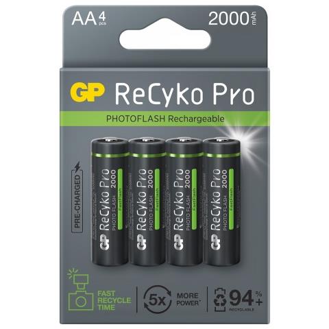 1x4 GP ReCyko Pro NiMH FOTO Bat. AA / Mignon 2000mAh Pro, NEW - Foto 1