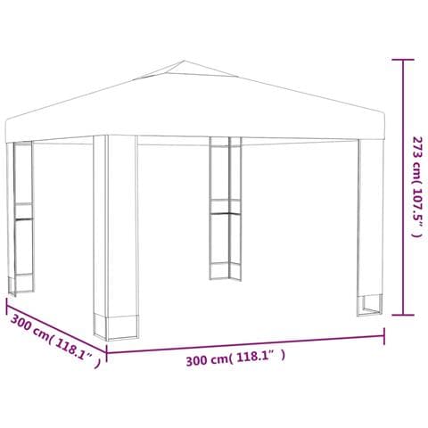 Gazebo con Tetto Doppio e Stringa di Luci LED 3x3 m Bianco - Foto 2