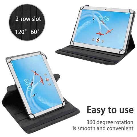Custodia Per Tablet Compatibile Con Lenovo Tab P10 (10.1 Zoll) In Nero - Coperchio Protettivo A 360 Gradi Fatto Di Finta Pelle Con Funzione Di Stand E Banda Elastica - Foto 2