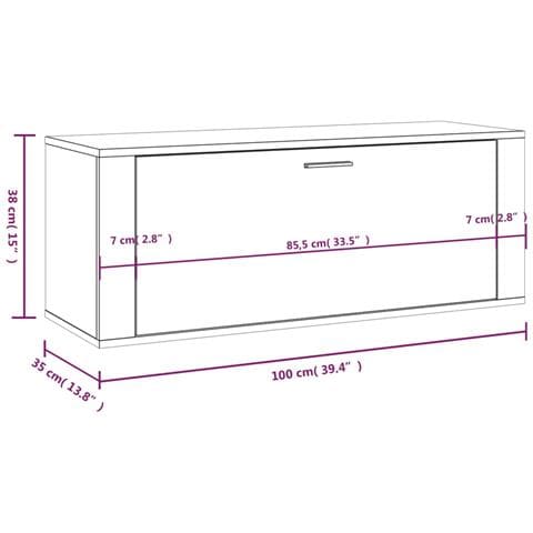 Scarpiera A Muro Rovere Sonoma 100x35x38cm In Legno Multistrato - Foto 11
