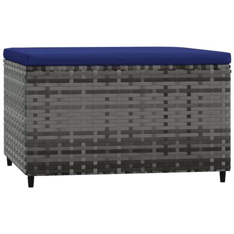 Poggiapiedi Da Giardino Con Cuscino In Polyrattan Grigio - Foto 2