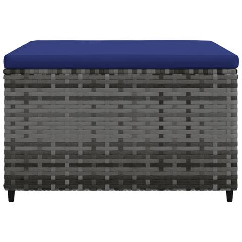 Poggiapiedi Da Giardino Con Cuscino In Polyrattan Grigio - Foto 6