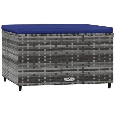 Poggiapiedi Da Giardino Con Cuscino In Polyrattan Grigio - Foto 1