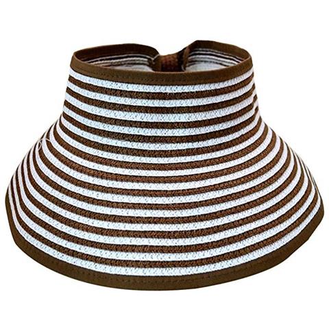 Cappello Di Paglia Con Visiera Parasole (taglia Unica) Marrone / Bianco A Righe - Foto 6