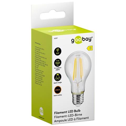 Lampadina Led E27 Bianco Caldo 11w Trasparente Con Filamento, Classe D - Foto 2