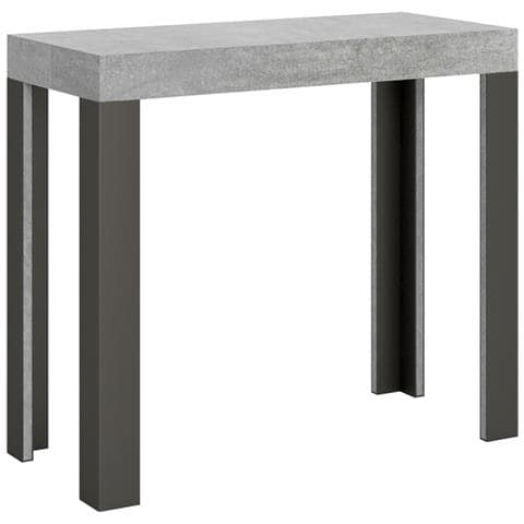 Consolle Allungabile 90x40/196 Cm Linea Small Telaio Antracite - Cemento - Foto 5