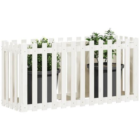 Fioriera Giardino A Recinzione Bianca 150x50x70cm Massello Pino - Foto 3