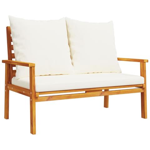 Panca Divano Da Giardino 120 Cm Cuscini Legno Massello Acacia - Foto 2