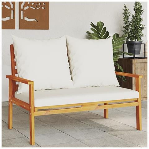 Panca Divano Da Giardino 120 Cm Cuscini Legno Massello Acacia - Foto 1
