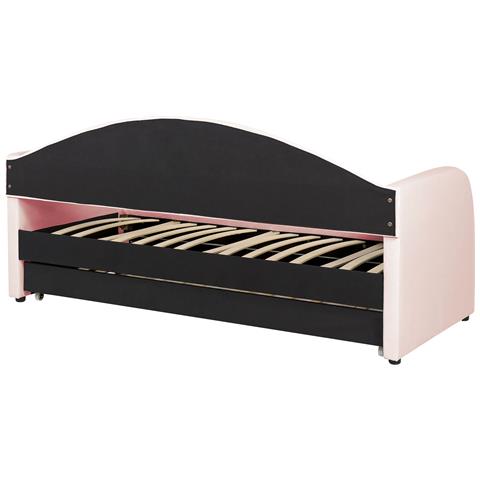 Letto Estraibile Velluto Eyburie 90 X 200 Cm Rosa Pastello - Foto 6