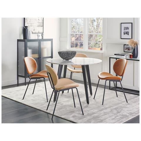 Set Di 2 Sedie Da Pranzo Pelle Sintetica Beige Sabbia Luana - Foto 1