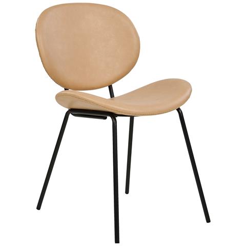 Set Di 2 Sedie Da Pranzo Pelle Sintetica Beige Sabbia Luana - Foto 2