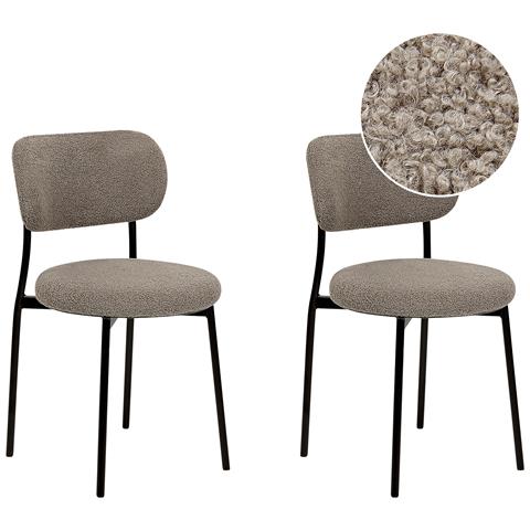 Set Di 2 Sedie Da Pranzo Bouclé Taupe Casey - Foto 2
