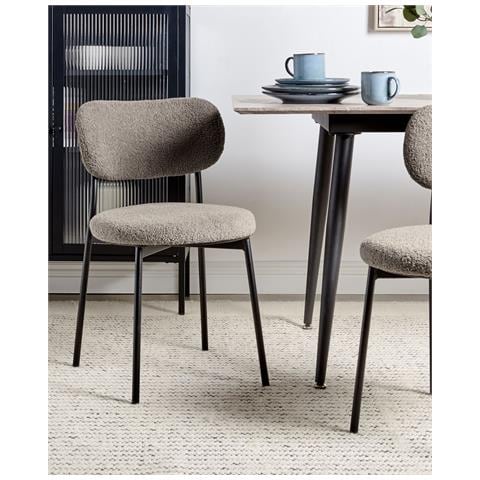 Set Di 2 Sedie Da Pranzo Bouclé Taupe Casey - Foto 1