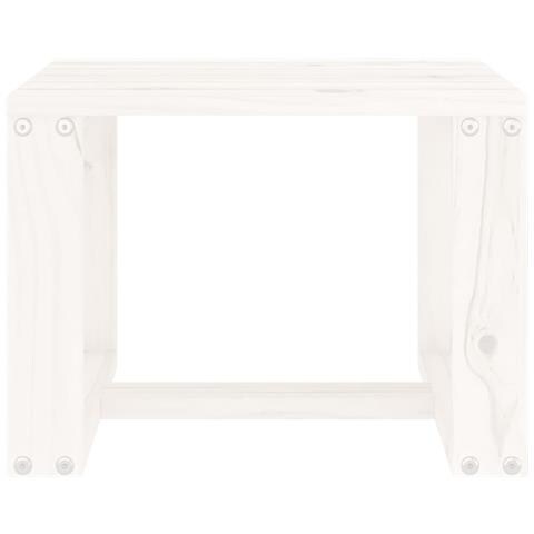 Tavolino Da Giardino Bianco 40x38x28,5 Cm Legno Massello Pino - Foto 3