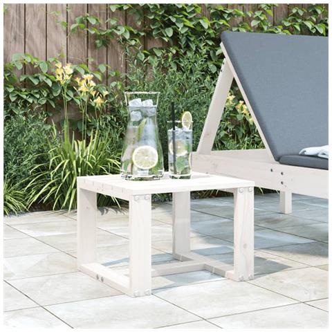Tavolino Da Giardino Bianco 40x38x28,5 Cm Legno Massello Pino - Foto 1