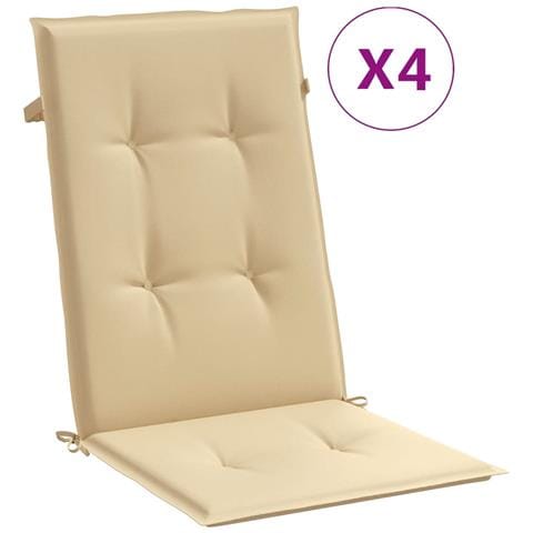 Cuscini Sedia Schiena Alta 4 Beige Mélange 120x50x4 Tessuto - Foto 2
