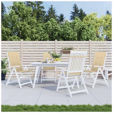 Cuscini Sedia Schiena Alta 4 Beige Mélange 120x50x4 Tessuto - Foto 3