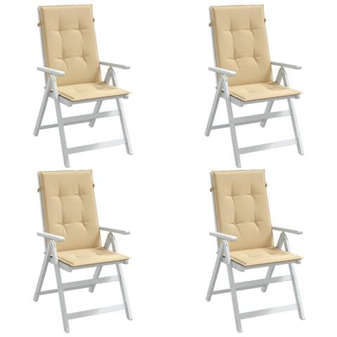 Cuscini Sedia Schiena Alta 4 Beige Mélange 120x50x4 Tessuto - Foto 1