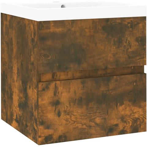 Mobile Bagno Con Lavabo Integrato Rovere Fumo Legno Multistrato - Foto 1