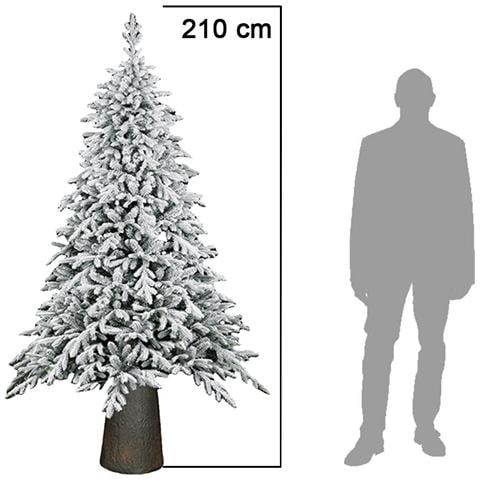 Albero Di Natale Macao Innevato 210 Cm Base Resina Tronco 2037 Rami Foltissimo - Foto 2