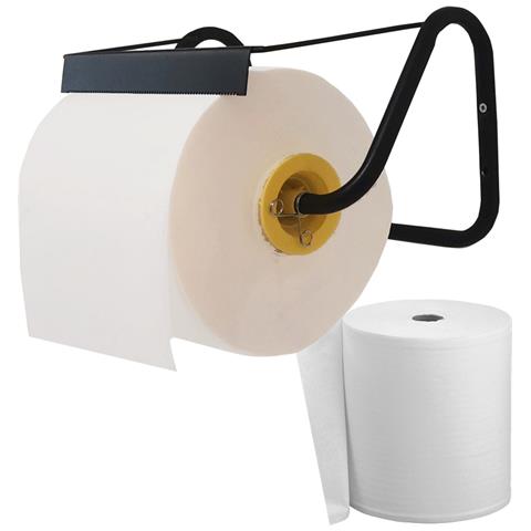 Porta Bobina Carta A Muro Con Rotolo Omaggio, Per Bobine Da Cm 29,bianco, Porta Rotolo Industriale, Cm 40x20x23h, Dispenser Bobina A Muro, Accessori Per Utilizzo E Montaggio Inclusi - Foto 1