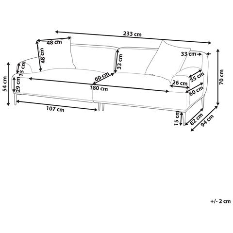 Divano 3 Posti Matila Tessuto Beige Chiaro - Foto 8