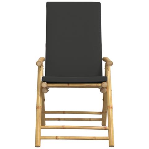 Sedie da Giardino Reclinabili 6 pz Cuscini Grigio Scuro Bambù - Foto 9