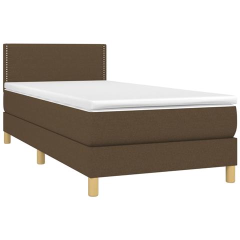 Letto a Molle Materasso e LED Marrone Scuro 80x200cm in Tessuto - Foto 8