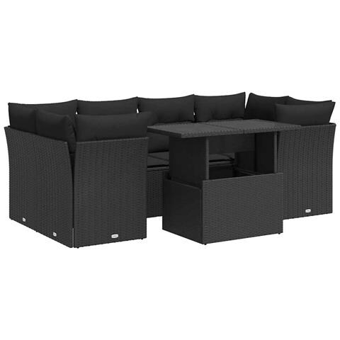 Set Divani Da Giardino Con Cuscini 7pz Nero Polyrattan - Foto 2