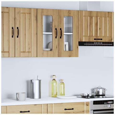 Pensile Da Cucina Con Porta In Vetro Kalmar Rovere Artigianale - Foto 3