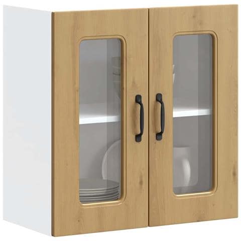 Pensile Da Cucina Con Porta In Vetro Kalmar Rovere Artigianale - Foto 1