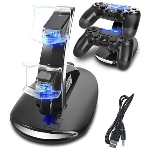 Dam Supporto Di Fissaggio E Ricarica Per Controller Ps4 11x15x16 Cm. Colore Nero - Foto 1