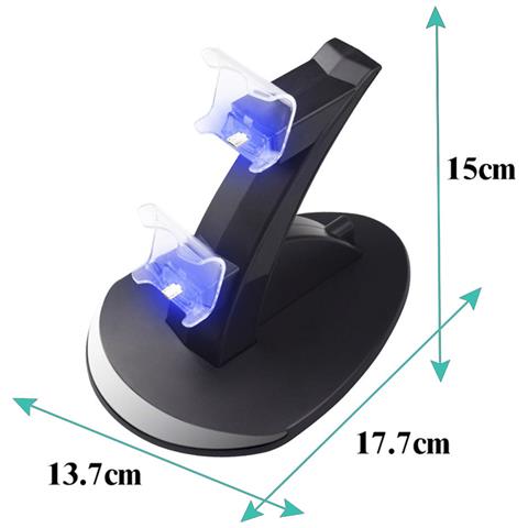 Dam Supporto Di Fissaggio E Ricarica Per Controller Ps4 11x15x16 Cm. Colore Nero - Foto 2