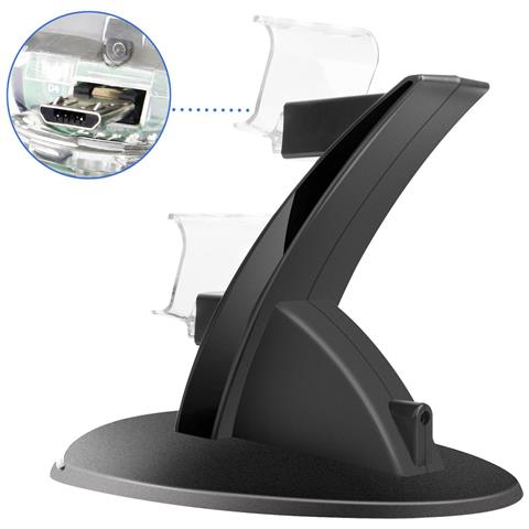 Dam Supporto Di Fissaggio E Ricarica Per Controller Ps4 11x15x16 Cm. Colore Nero - Foto 4