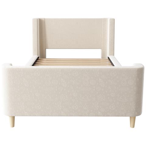 Letto Contenitore  Letto Imbottito Per Bambini, Letto Singolo A Slitta, 90 X 200 Cm, Per Ragazzi E Ragazze, Beige, Senza Materasso - Foto 4
