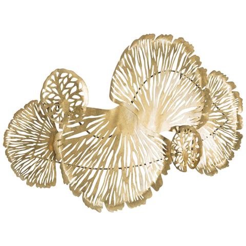 Decorazione In Metallo 3d Foglia 21 - Oro - Metallo - 115x5x64 Cm - Foto 2