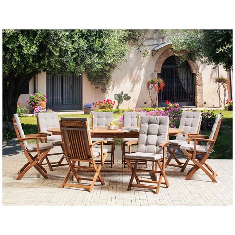Set Da Pranzo Da Giardino 8 Posti Maui Premium Legno D \'acacia Tortora - Foto 1