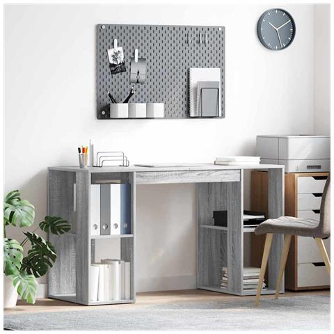 Scrivania Grigia Sonoma per Computer Grigio Sonoma Truciolare Media - Foto 2