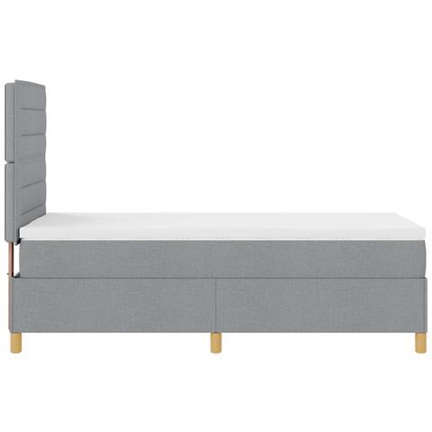 Letto con rete a molle e materasso grigio chiaro, 100x200 cm, in tessuto - Foto 9
