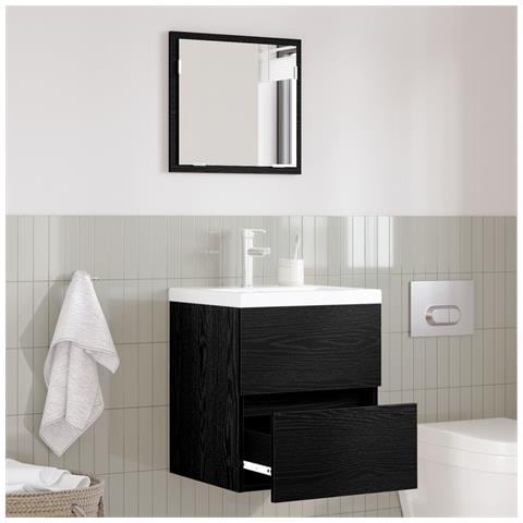 Mobiletto da bagno - Rovere Nero Legno ingegnerizzato Standard - Foto 2