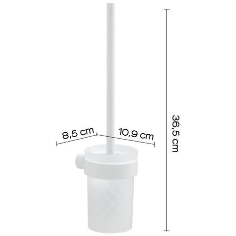 Scopino Wc Con Ciuffo In Setole Da Muro In Ottone E Cromall Pi33-03 Serie Pirenei Bianco Opaco - Foto 2