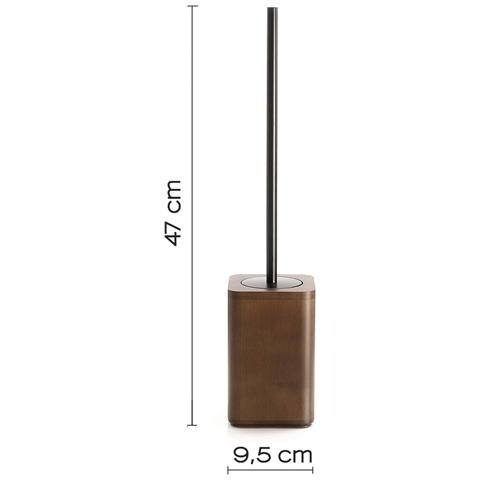 Scopino Wc D'appoggio In Bambù Con Ciuffo In Setole 3933 Serie Dafne Noce - Foto 2