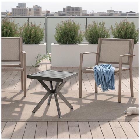 Tavolino Quadrato In Alluminio Per Patio, Cortile, Piscina, Compagno Interno, Facile Manutenzione E Resistente Agli Agenti Atmosferici, Grigio Scuro - Foto 1