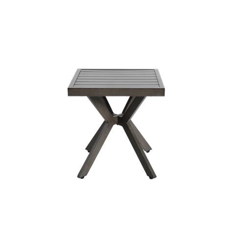 Tavolino Quadrato In Alluminio Per Patio, Cortile, Piscina, Compagno Interno, Facile Manutenzione E Resistente Agli Agenti Atmosferici, Grigio Scuro - Foto 2